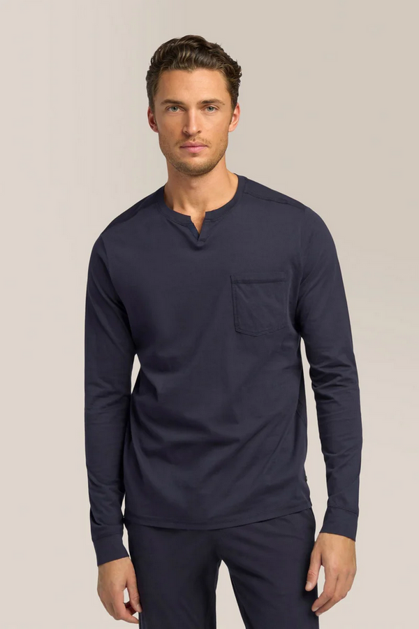 Good Man Victory V-Notch Long Sleeve Tee | Sky Captain - Caswell's Fine Menswear