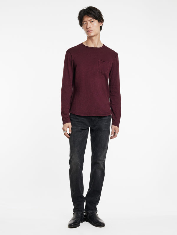 John Varvatos Crew With T-Hue Dye | Dark Plum - Caswell's Fine Menswear