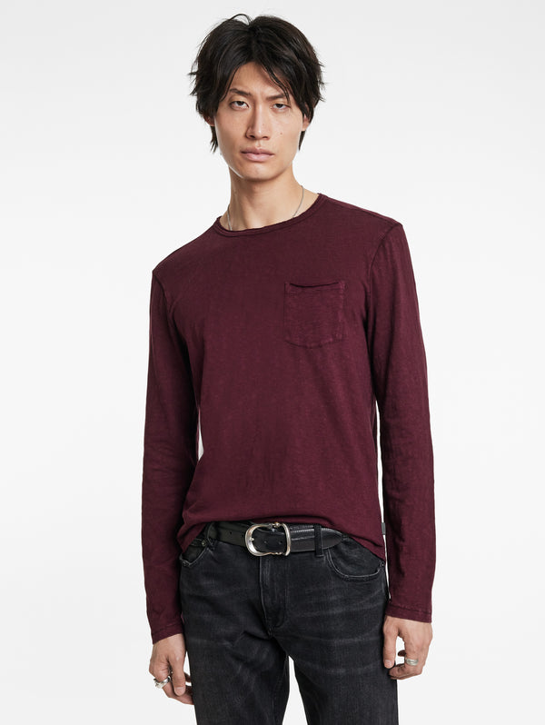 John Varvatos Crew With T-Hue Dye | Dark Plum - Caswell's Fine Menswear