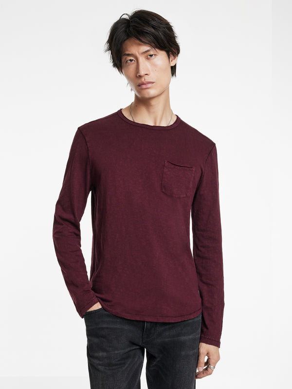 John Varvatos Crew With T-Hue Dye | Dark Plum - Caswell's Fine Menswear