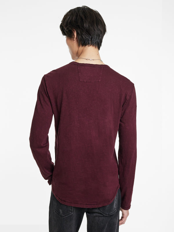 John Varvatos Crew With T-Hue Dye | Dark Plum - Caswell's Fine Menswear
