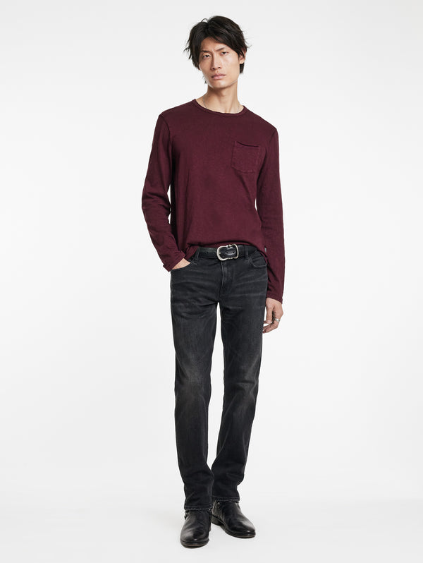 John Varvatos Crew With T-Hue Dye | Dark Plum - Caswell's Fine Menswear