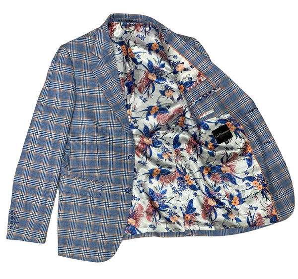 Lief Horsens Check Blazer | Royal - Caswell's Fine Menswear