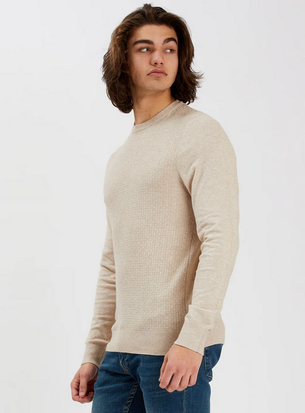 Point Zero Logan Crew Neck Sweater | Beige - Caswell's Fine Menswear