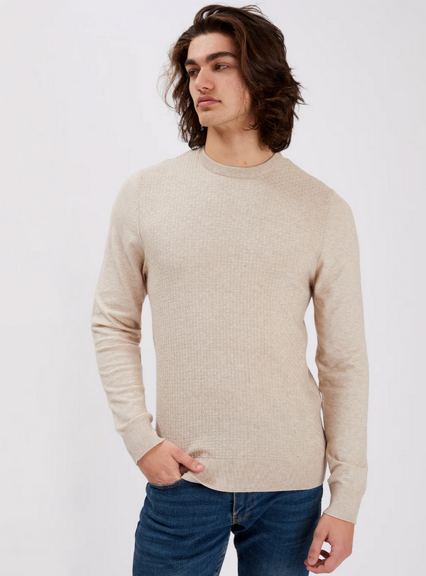Point Zero Logan Crew Neck Sweater | Beige - Caswell's Fine Menswear