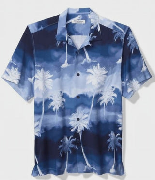 Tommy Bahama Men's Bahama Coast Palm Showers Camp Shirt | Glacier Blue