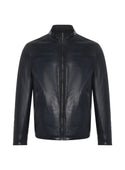 Regency Lucio Leather Jacket | Navy/Black - Caswell's Fine Menswear