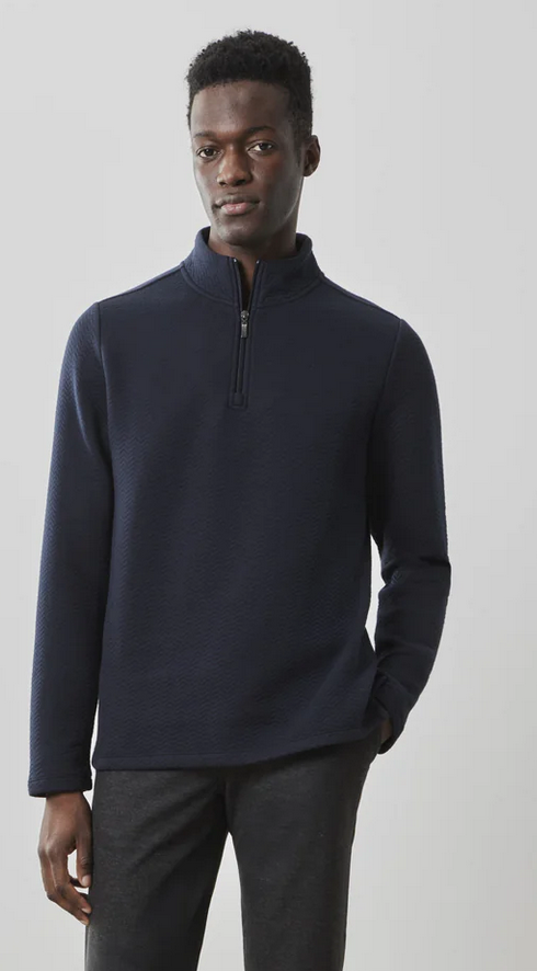 Robert Barakett Inman Herringbone Half Zip Long Sleeve | Navy
