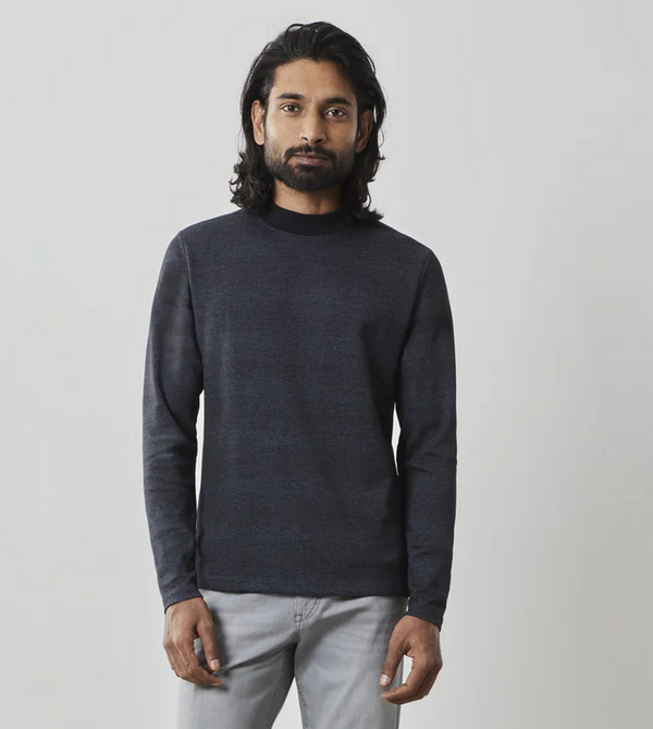 Robert Barakett Walcove Long-Sleeve High Crew | Navy - Caswell's Fine Menswear