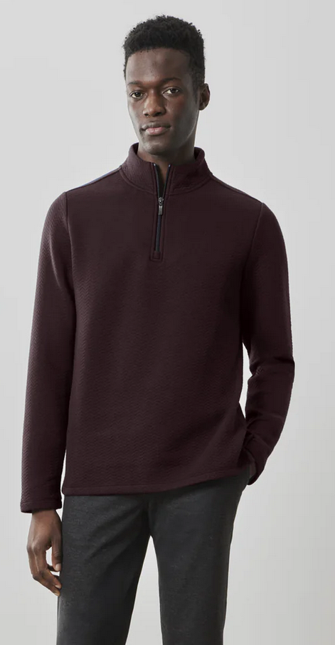 Robert Barakett Inman Herringbone Half Zip Long Sleeve | Red - Caswell's Fine Menswear
