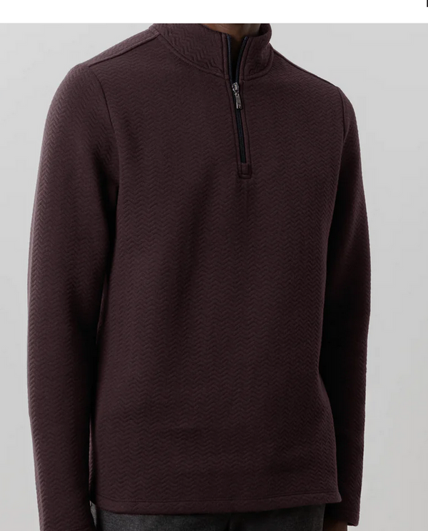 Robert Barakett Inman Herringbone Half Zip Long Sleeve | Red - Caswell's Fine Menswear