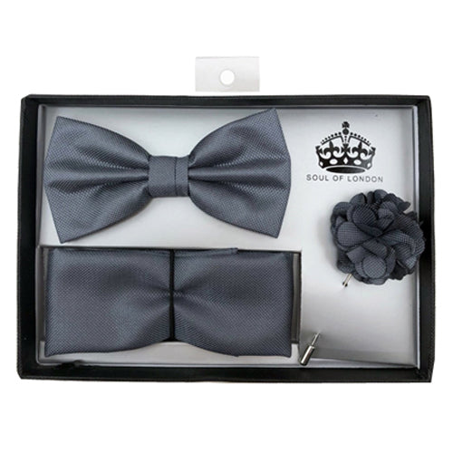 Soul of London Bow tie Set, Charcoal