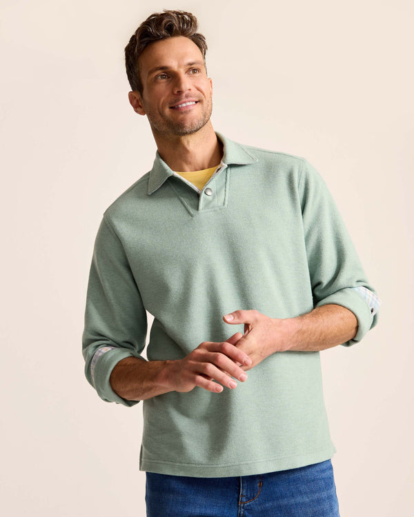 Tommy Bahama Las Arias Polo Long Sleeve | Azue Water Heather - Caswell's Fine Menswear