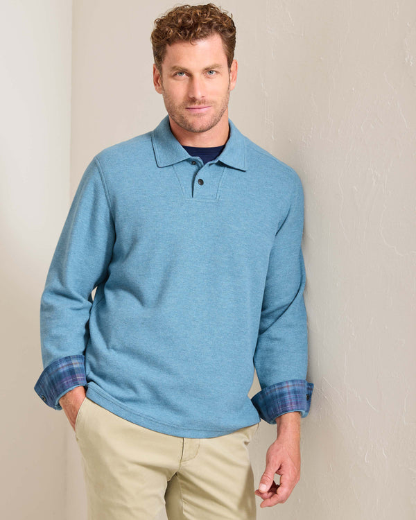 Tommy Bahama Las Arias Polo Long Sleeve | Corfu Blue - Caswell's Fine Menswear