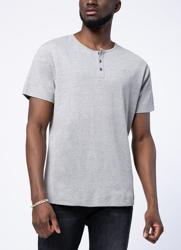 T-Shirt Henley, Grey - Caswell's Fine Menswear