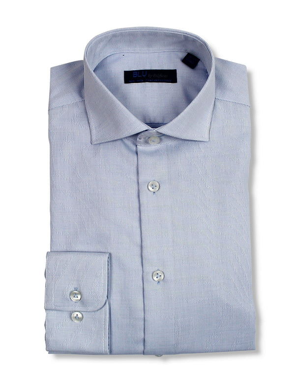 BLU DRESS SHIRT MODERN FIT PIN DOT BLUE - Caswell's Fine Menswear