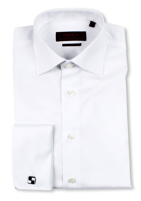SERICA CONTEMPORARY FIT DRESS SHIRT FRENCH CUFF WHITE - Caswell's Fine Menswear