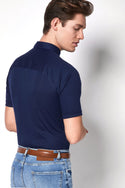 Short Sleeve Shirt Kent Collar, Navy - Caswell's Fine Menswear