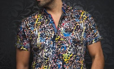 Knit Shirt Futuna, Yellow Multi - Caswell's Fine Menswear