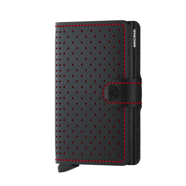 Mini Wallet Perforated, Black/Red - Caswell's Fine Menswear