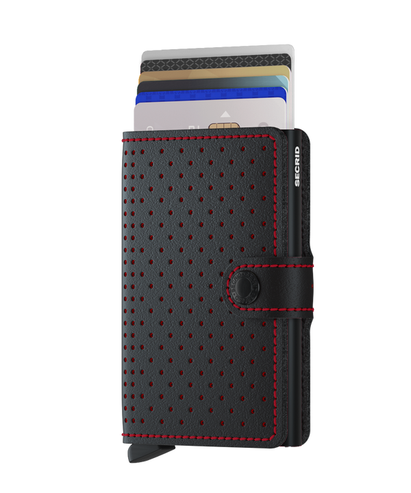 Mini Wallet Perforated, Black/Red - Caswell's Fine Menswear