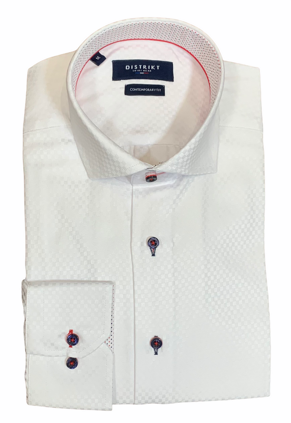 DISTRIKT JACQUARD SHIRT WHITE - Caswell's Fine Menswear