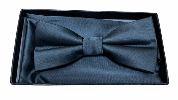 CASWELL'S BOW TIE & POCKET SQUARE SET CHARCOAL - Caswell's Fine Menswear