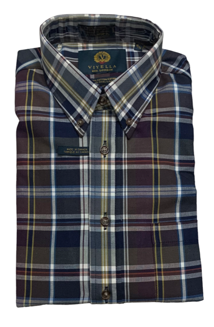 Button Down Shirt, Navy/Plum - Caswell's Fine Menswear