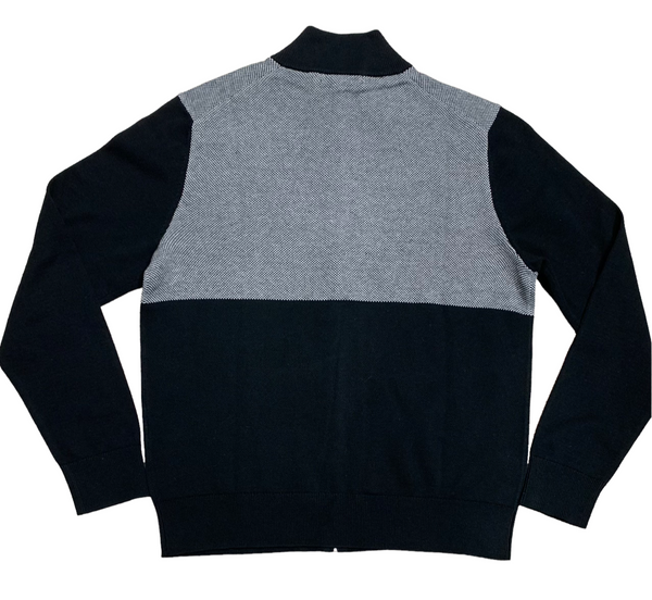 Full Zip Sweater, Black - Caswell's Fine Menswear