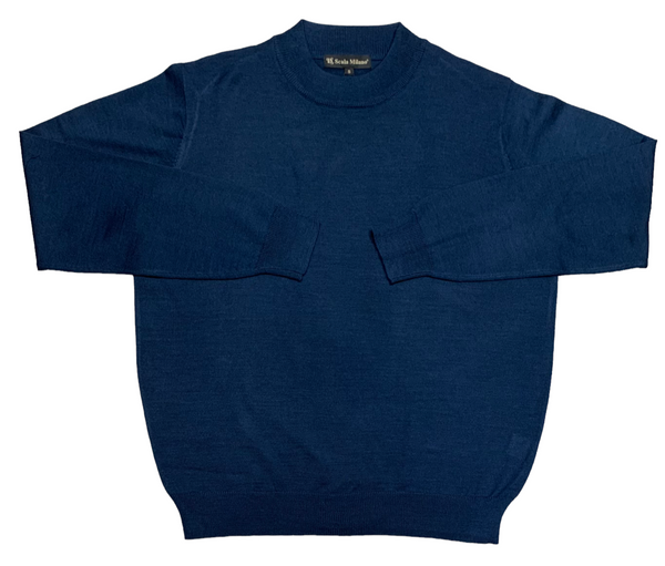 Mock Neck Sweater, Navy - Caswell's Fine Menswear