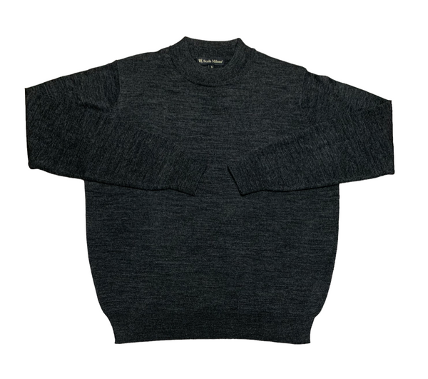 Mock Neck Sweater, Charcoal - Caswell's Fine Menswear