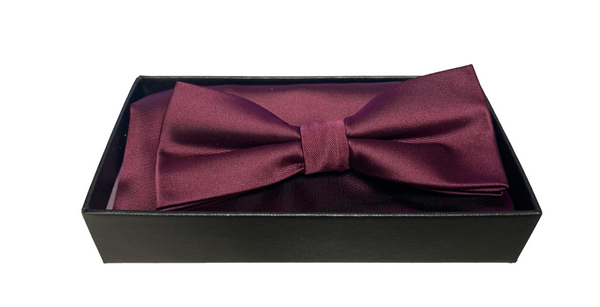 Bow Tie Set (Bow Tie & Pocket Square), Beet - Caswell's Fine Menswear