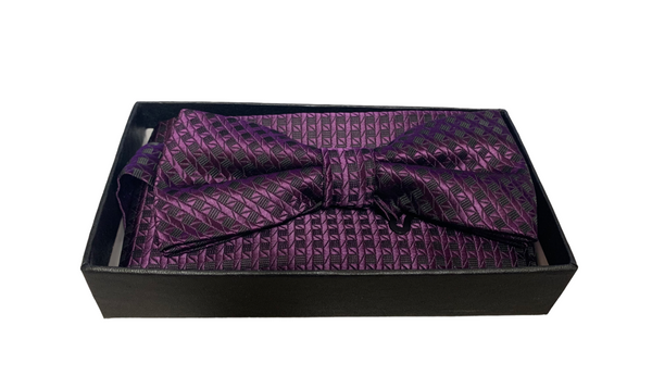 Bow Tie Set (Bow Tie & Pocket Square), Purple - Caswell's Fine Menswear