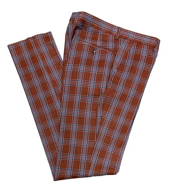 Slim Fit Check Pant, Orange - Caswell's Fine Menswear