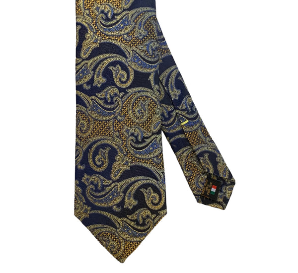 Tie, Gold/Navy - Caswell's Fine Menswear