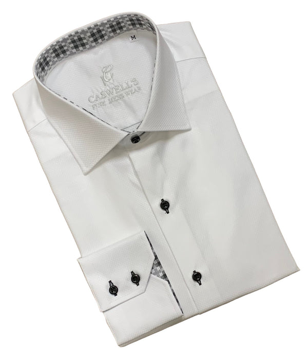 Made in Italy Shirt Long Sleeve, White - Caswell's Fine Menswear