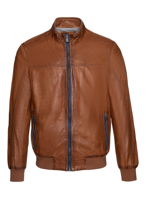 Rene Leather Jacket, Congac - Caswell's Fine Menswear