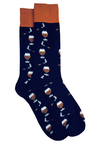 Fancy Socks, Navy/Orange - Caswell's Fine Menswear