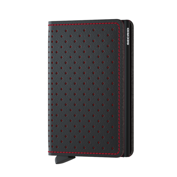 Slim Wallet Perforated, Black/Red - Caswell's Fine Menswear