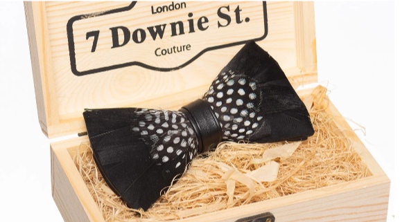 7 DOWNIE S BOW TIE FEATHER BLACK - Caswell's Fine Menswear