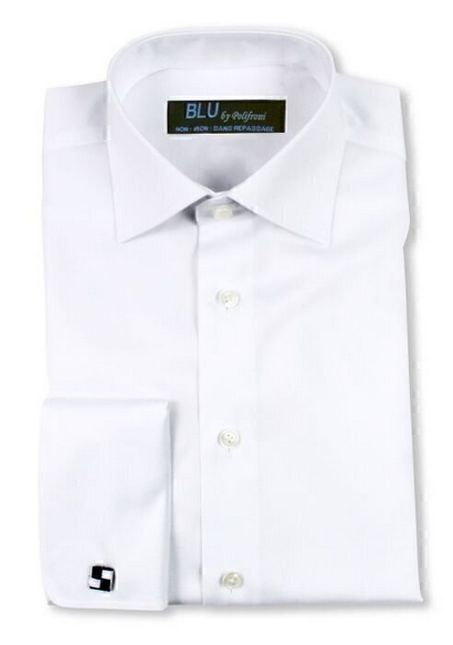BLU DRESS SHIRT FRENCH CUFF IN WHITE - Caswell's Fine Menswear