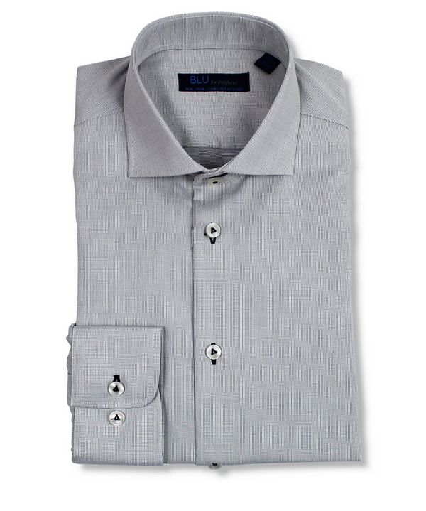 BLU DRESS SHIRT MODERN FIT PIN DOT SILVER - Caswell's Fine Menswear