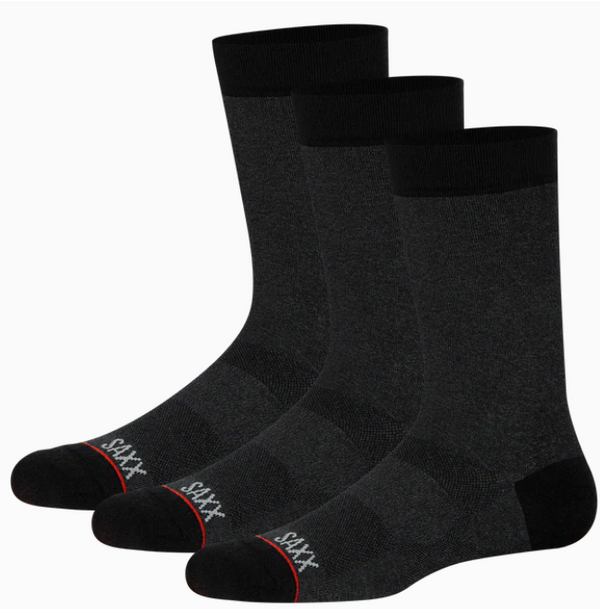 SAXX SOCKS WHOLE PACKAGE 3 PACK / BLACK HEATHER - Caswell's Fine Menswear