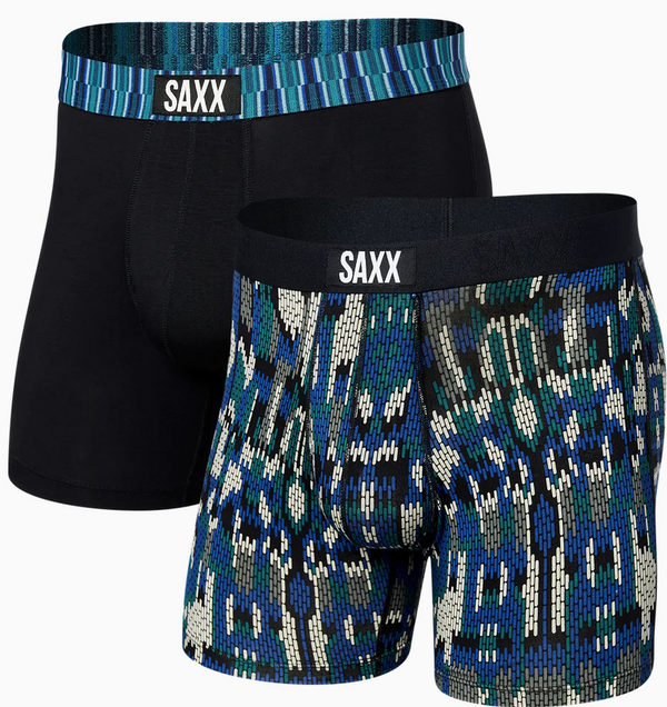 SAXX Vibe 2-Pack  Super Soft  Boxer Brief / Modern Fairisle/Black Geo - Caswell's Fine Menswear