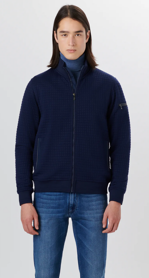 Full Zip Mock Neck Jacket in Navy - Caswell's Fine Menswear
