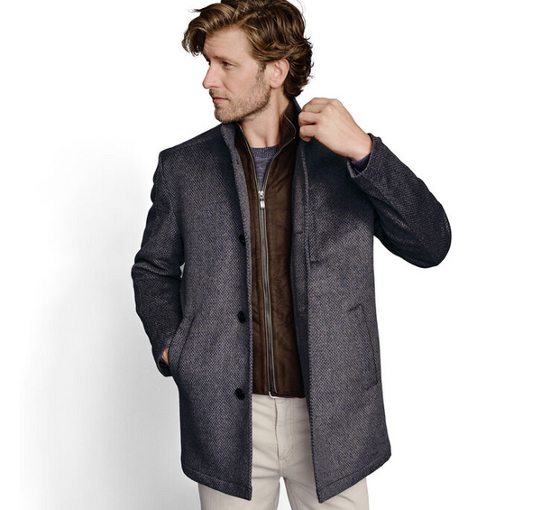 Patterned Wool-Blend Car Coat - Caswell's Fine Menswear