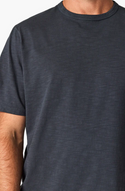 Slub Crew Neck T-Shirt, Dark Navy - Caswell's Fine Menswear