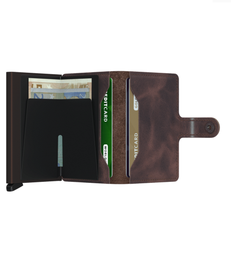 Mini Wallet Vintage, Chocolate Brown - Caswell's Fine Menswear
