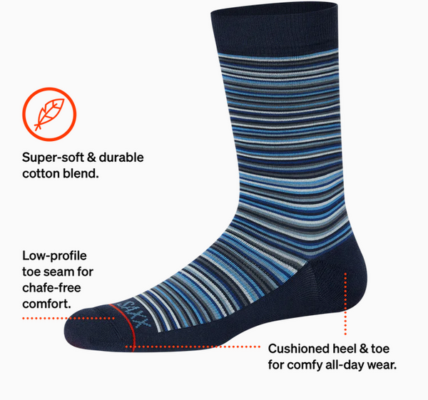 Whole Package Socks, Vibrant Stripe Navy - Caswell's Fine Menswear