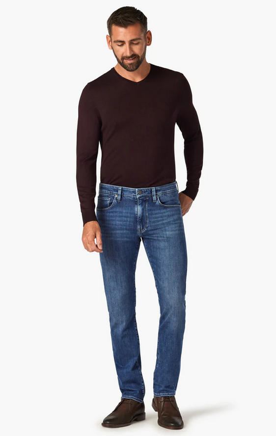 Cool Tapered Leg Jeans In Mid Brushed Refined - Caswell's Fine Menswear